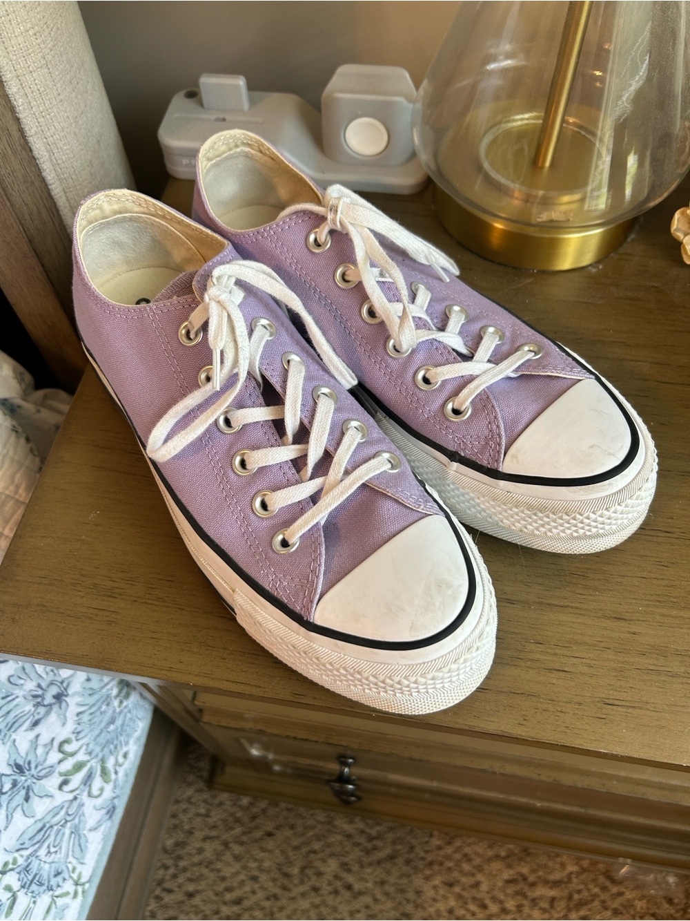 Converse Lavender Low-Top Canvas Sneakers with White Accents